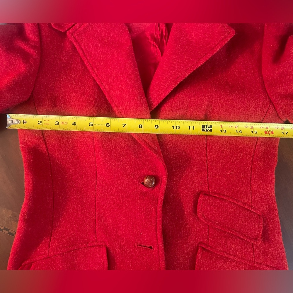 Evan-Picone Red Wool Blazer with Elbow Patches Size 10 - Picture 7 of 8